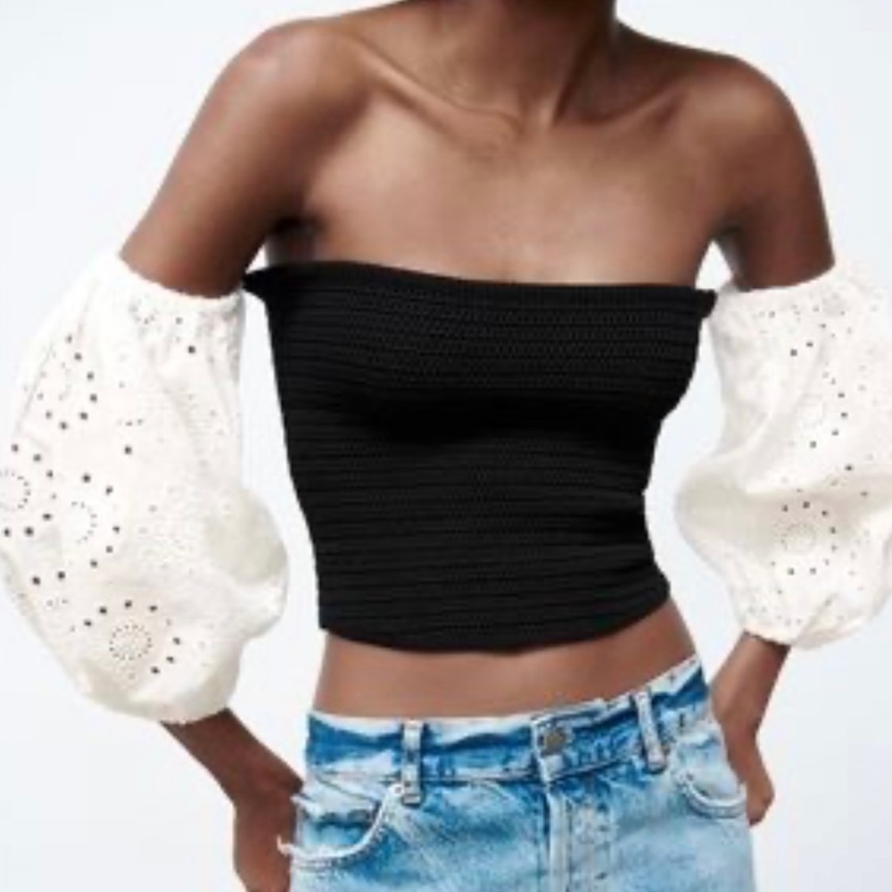Zara‎ combination knit top